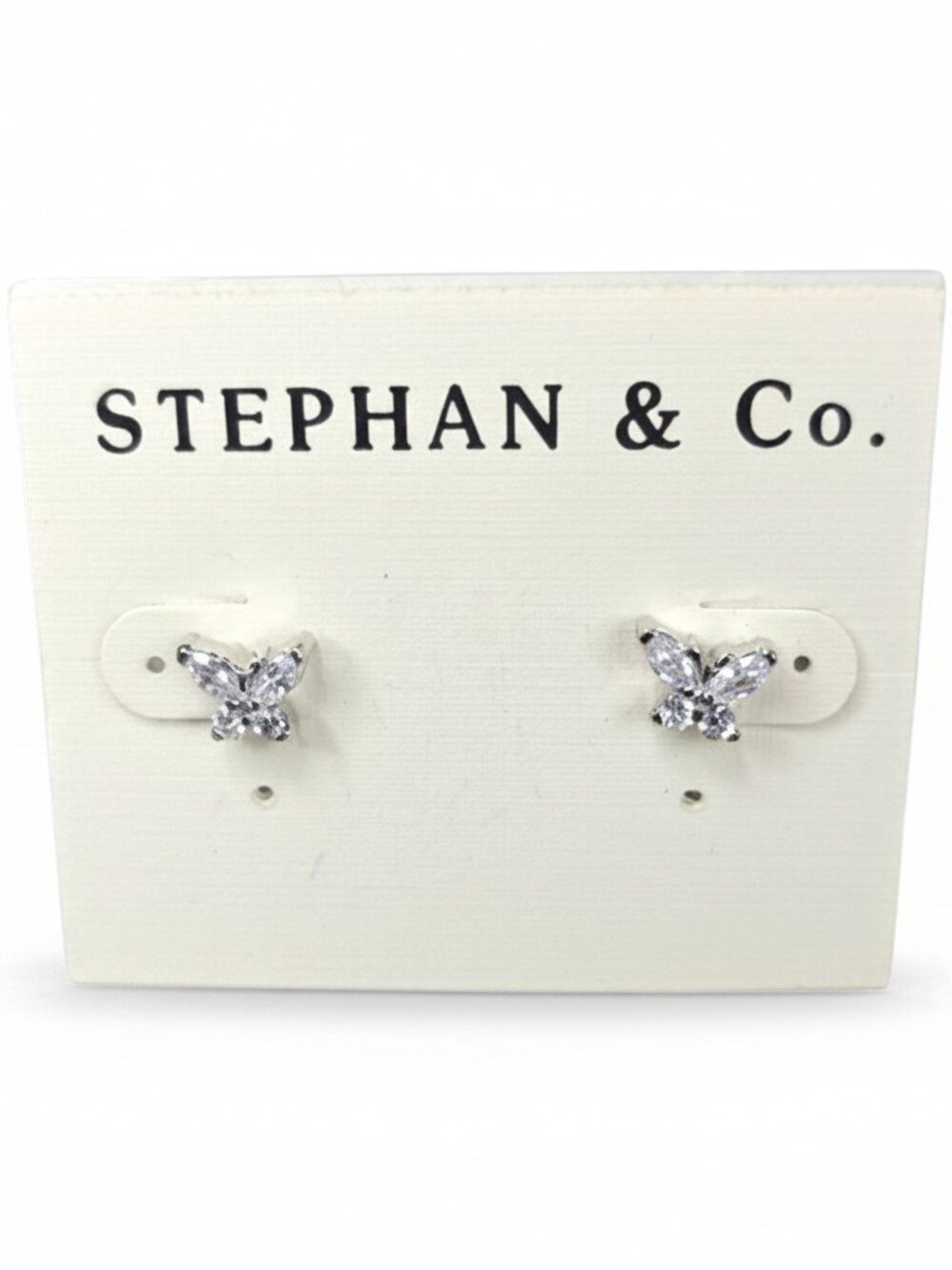 STEPHAN & CO Beautiful Silver Plated Silver Tone CZ Butterfly Stud Earrings NWT